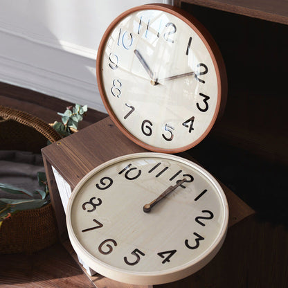 Nordic Silent Wall Clock – Solid Wood, 12" (Non-Ticking)
