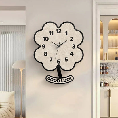 Unique Flower Silent Pendulum Wall Clock – Floral Design with Swinging Pendulum