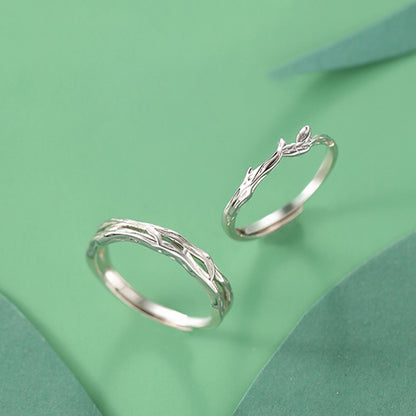 Matching Rings for Couples Silver Adjustable Size