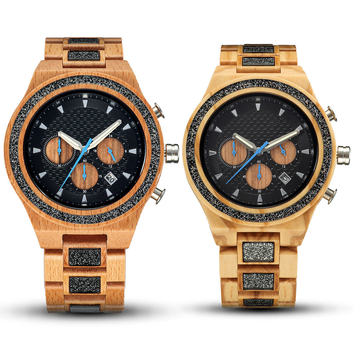 Multifunctional Matching Wood Couple Watch Set