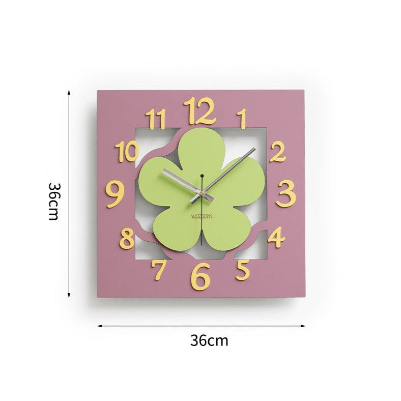 Square Flower Analog Silent Wall Clock