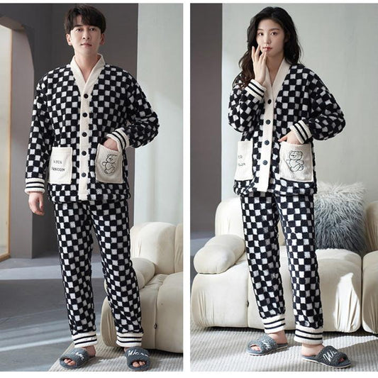 4-Piece Matching Checkered Flannel Pajamas Set