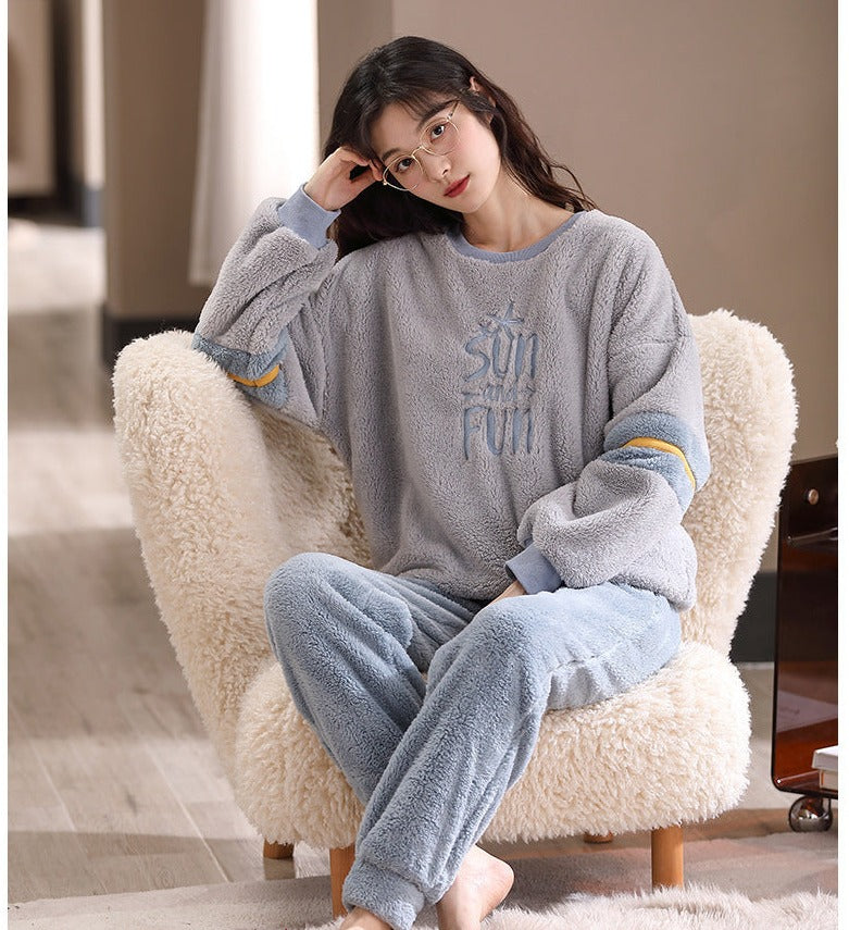 Gullei Warm Winter Flannel Pajamas Sleepwear Set for Couples