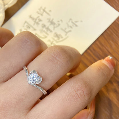 Custom Engraved Heart Women Ring Adjustable Size