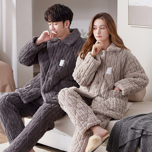 Winter Fleece Pajamas Loungewear Set for Couples
