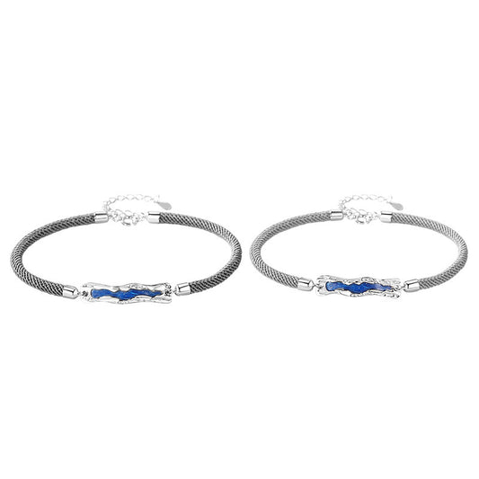 Matching Couple Promise Bracelets Sterling Silver