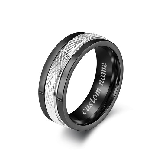 Mens Fashion Fidget Spinner Ring Titanium 8mm