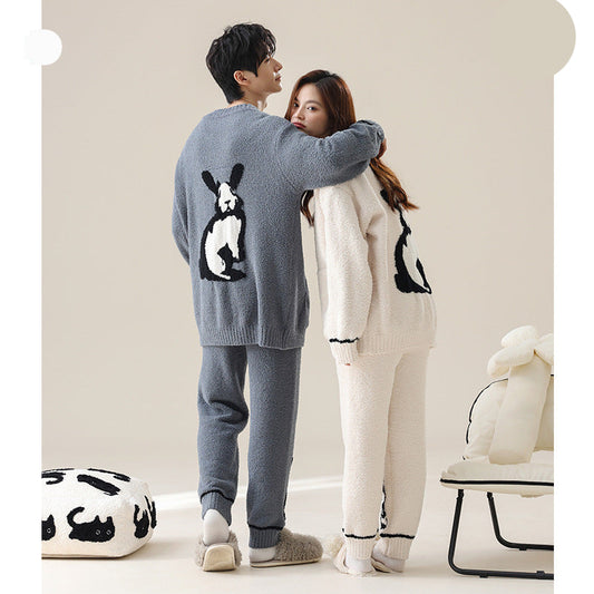 4-Piece Rabbit Warm Pajamas Set for Couples