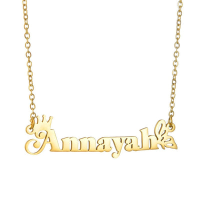 Crown Butterfly Custom Name Necklace