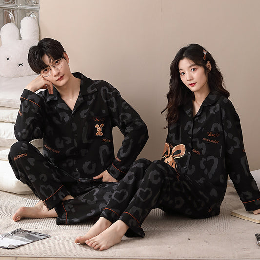 Matching Black PJs Couples Sleepwear Set 100% Cotton