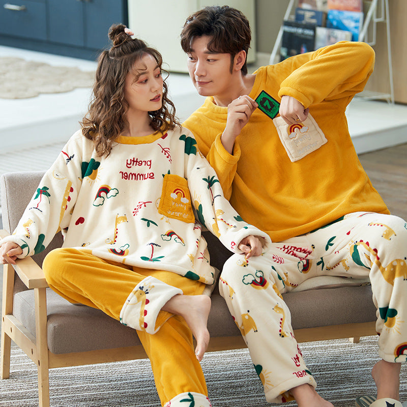 Couples Matching Corel Fleece Pyjamas Set