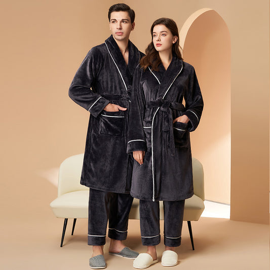 100% Flannel 4 Piece Long Robe Set for Couples