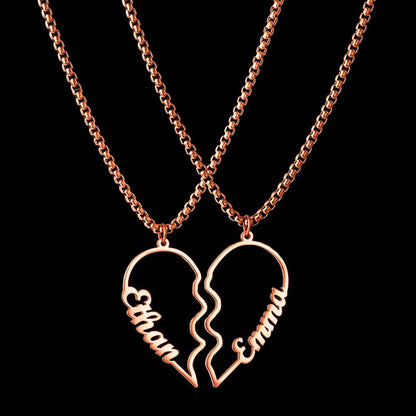 Half Hearts Bff Custom Name Necklaces Set for 2