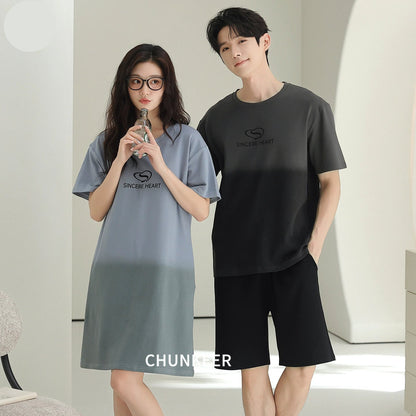 Minimalist Gradient Cotton Couple Sleepwear