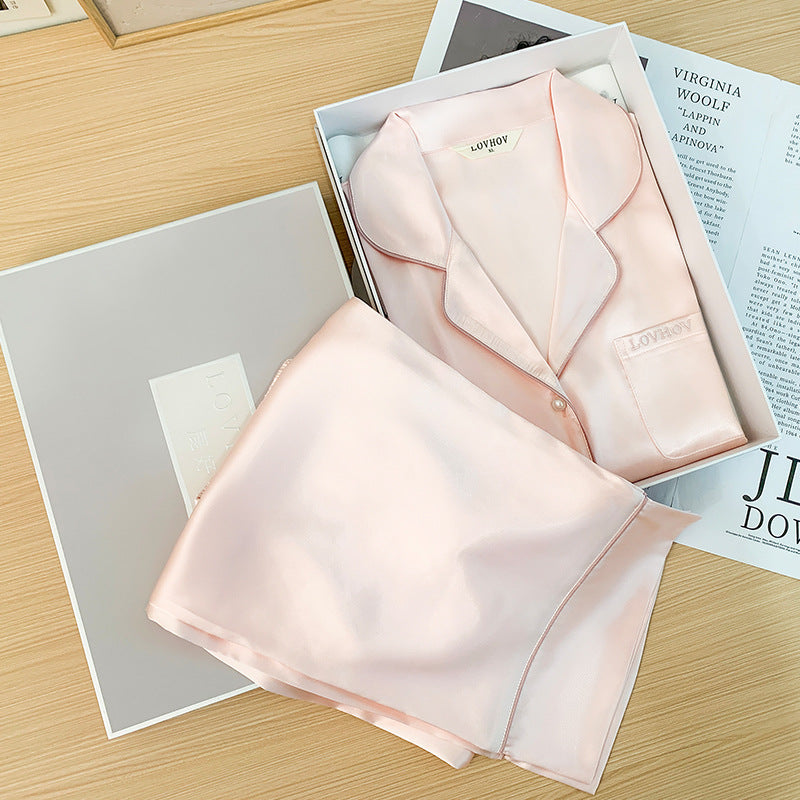 Mothers's Day Gift Custom Embroidered Satin Pajamas Set for