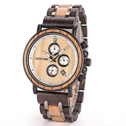 Matching Sandalwood Couple Chronograph Watch Set