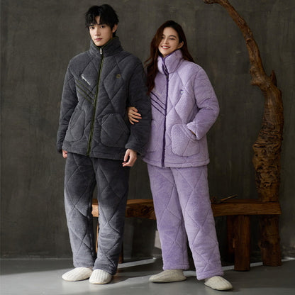 Ultra Warm Poyester Winter Pajamas Set for Couples