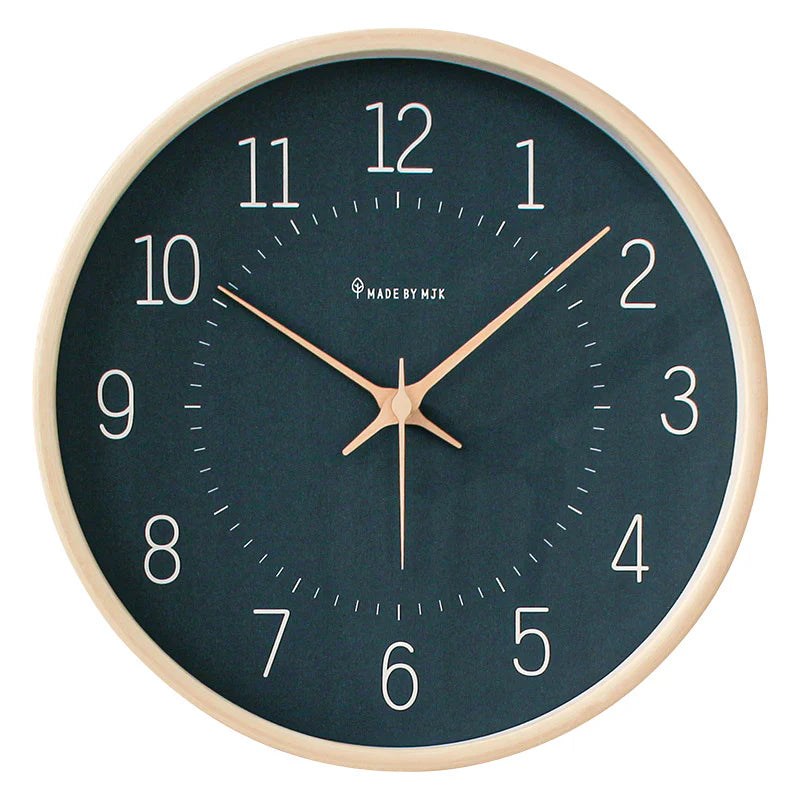 Japanese Minimalist Silent Wall Clock – 12" Solid Wood