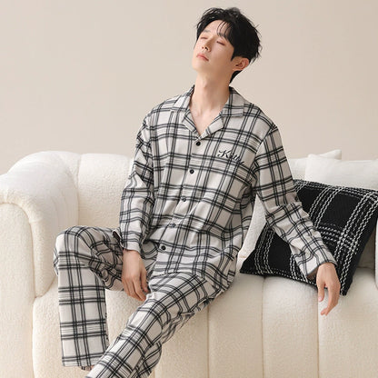 Classic Plaid Natural Cotton Couple Pajamas