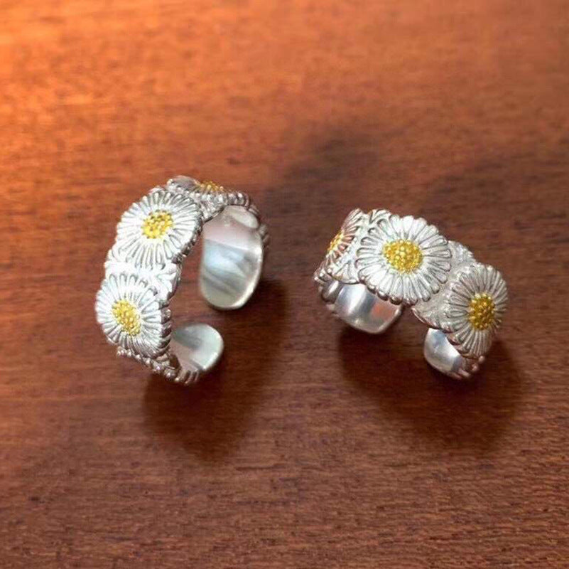 Matching Flower Adjustable Size Rings Gift Set