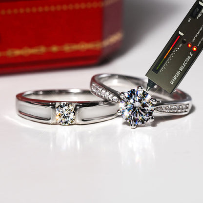 Engraved 0.8 Carat Moissanite Rings Set for Men and Women