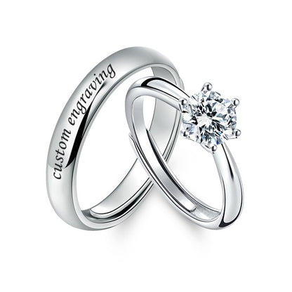 Custom 1 Carat Moissanite Solitaire Diamond Couple Rings