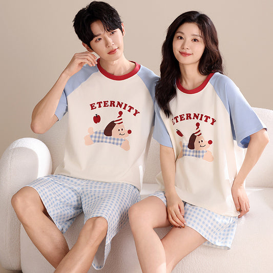 Summer Couple Pajamas - Matching Puppy Design 100% Cotton