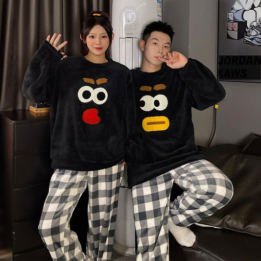 Cozy Fleece & Plaid Couple's Winter Pajama Set