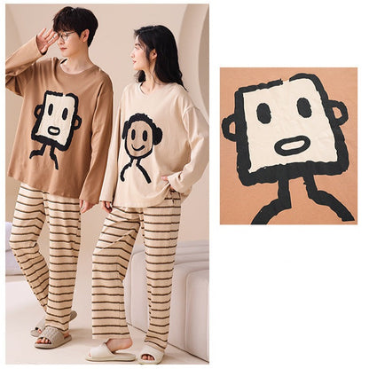Matching Cartoon Pajamas Set 100% Cotton