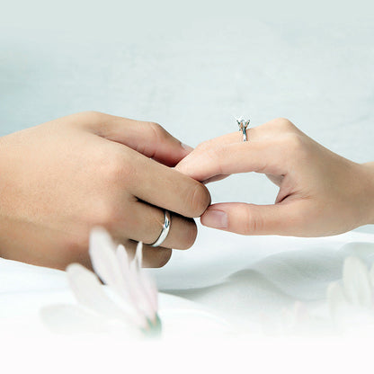 Custom 1 Carat Moissanite Solitaire Diamond Couple Rings