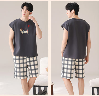 Cute Dachshund Couple Pajamas - Cotton Summer Set w/ Bra
