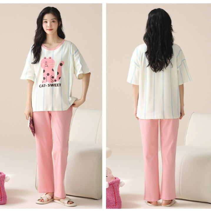 Cute Cat Soft Cotton Pajamas for Women