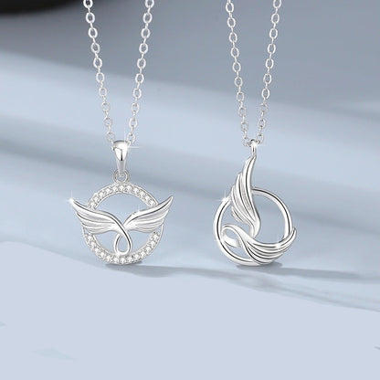 Angel Wings Necklaces Set for Two - Sterling Silver