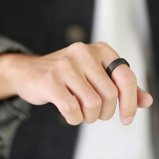 Engraved Simple Ceramic Ring for Men