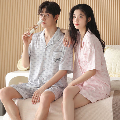 Matching Couple Short Sleeve Pajamas Set