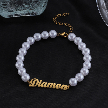 Pearls Bracelet with Custom Name