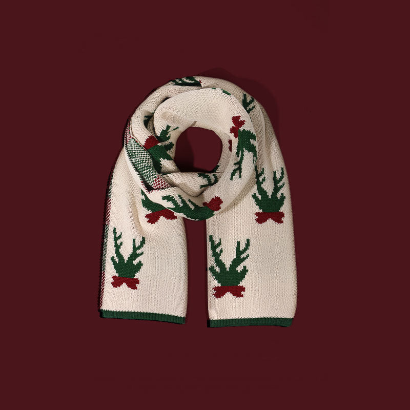 Cute Reindeer Xmas Themed Scarf for Girls