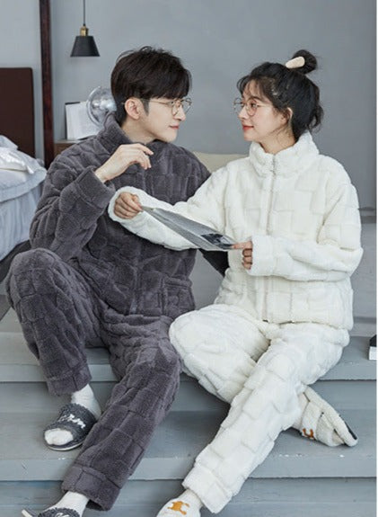 Matching Flannel Winter Sleepwear Set for Couples