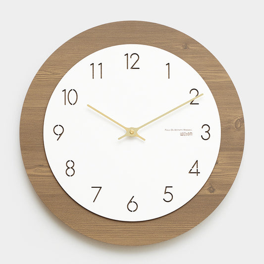 Modern Circular Analog Silent Wall Clock Light Brown