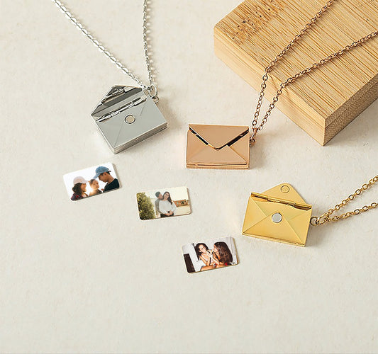 Custom Photo Print Envelope Dainty Necklace