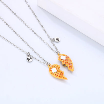 Cute Magnetic Cookie Hearts Friendship Necklaces Set