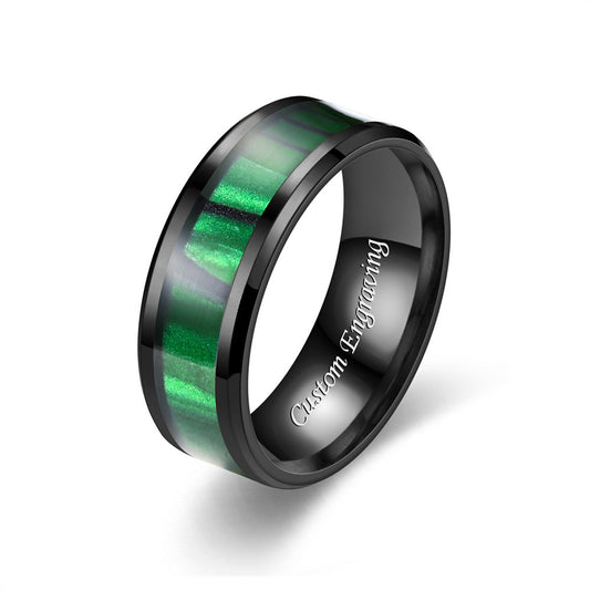 Engraved Unique Wedding Ring for Guys