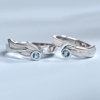 Angel Wings Couple Engagement Rings Set