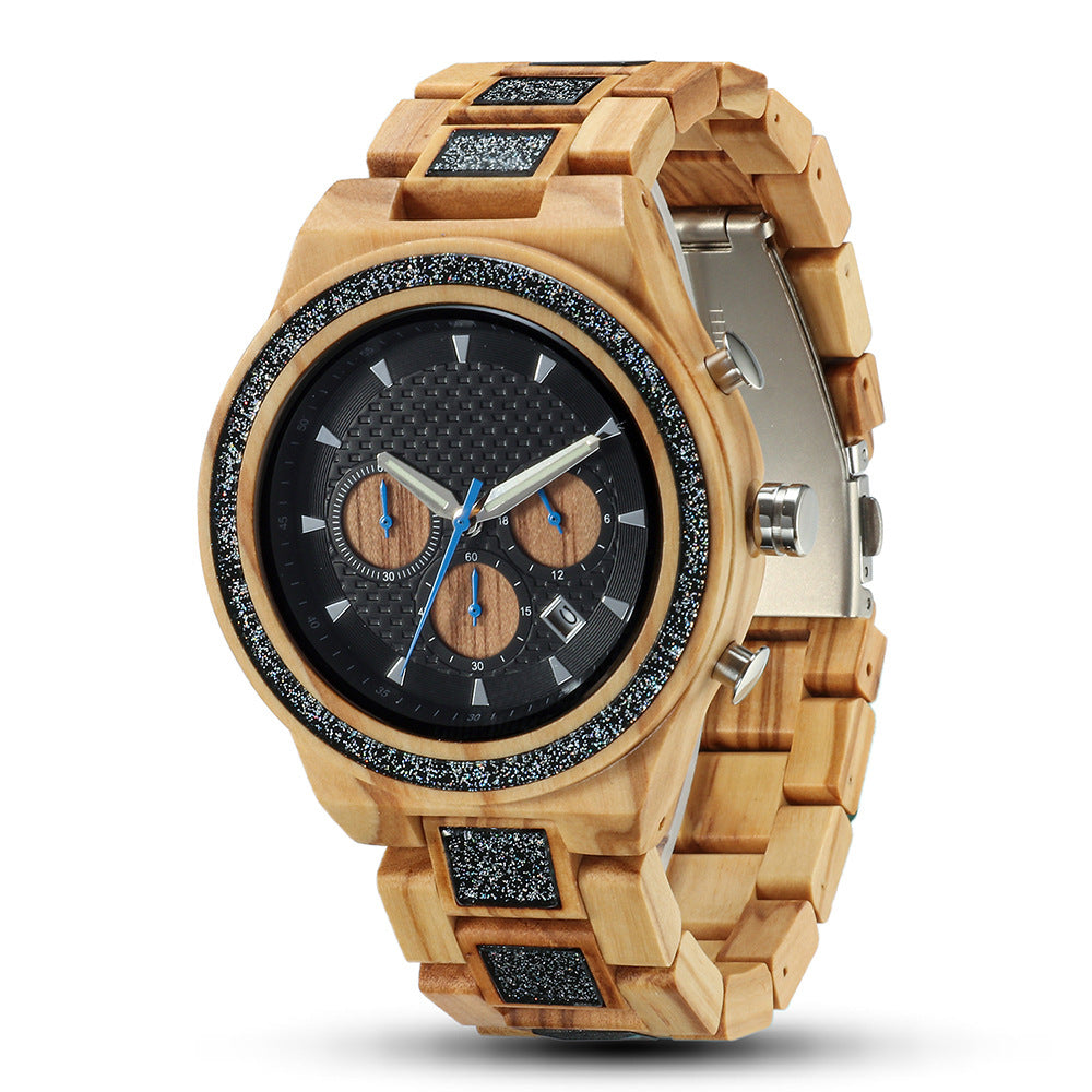 Multifunctional Matching Wood Couple Watch Set