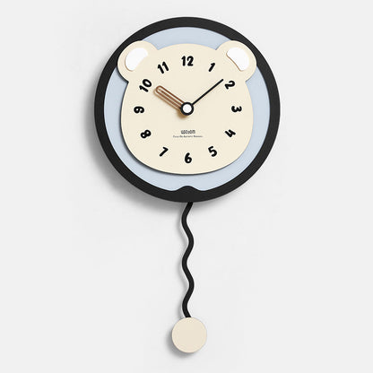 Beautiful Bear Pendulum Silent Clock for Kids Bedroom