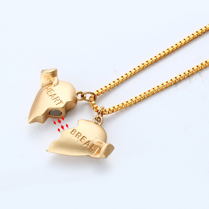 Engravable Magnetic Broken Hearts Jewelry Gift for Couple