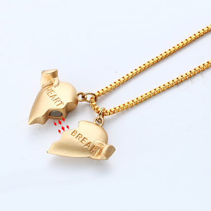 Engravable Magnetic Broken Hearts Jewelry Gift for Couple