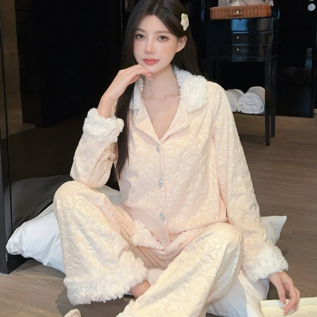 Women Pajamas Set – Plush Sherpa-Trimmed Luxury Winter Pajamas