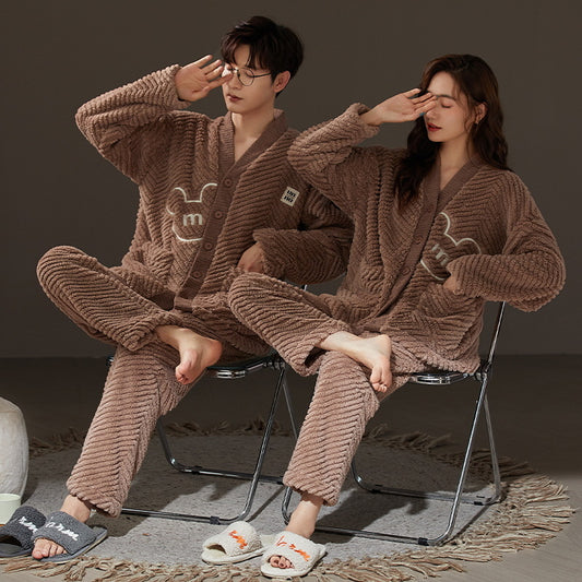 Couples Matching Pajamas Set Flannel Sleepwear