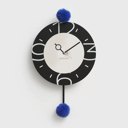 Pom-Pom Silent Wall Clock – Eco-Friendly, Artistic Design